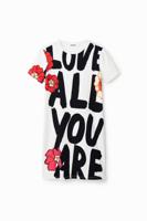 Slim fit T-shirtjurk met tekst - WHITE - M