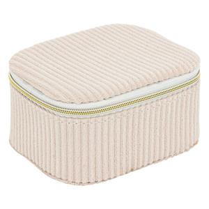 Sieraden/bijouterie kistje - 9 x 5 x 11 - creme - juwelenkistje met rits - vakjes indeling