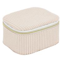 Sieraden/bijouterie kistje - 9 x 5 x 11 - creme - juwelenkistje met rits - vakjes indeling