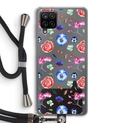 Bloemetjes: Samsung Galaxy A12 Transparant Hoesje met koord