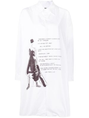 Yohji Yamamoto chemise mi-longue à imprimé graphique - Blanc