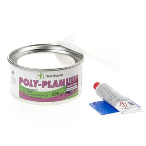 Polyplamuur(770gr)+verharder(30gr).