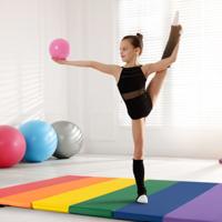 Opvouwbare Turnmat Zachte Ondergrondmat Gymnastiekmat 3-voudig Opvouwbaar van PU met Draaghandgreep 180 x 120 cm