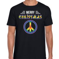 Merry Christmas hippie fout Kerstshirt / t-shirt zwart voor heren