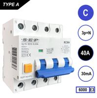 RCM4 Aardlekautomaat 3 polig+nul C40 30mA 6kA SEP