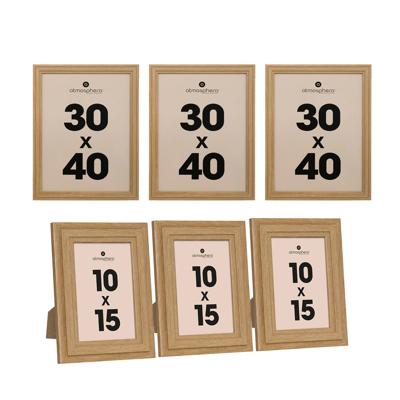 Fotolijstjes Classico - set 5x stuks - 1x 30 x 40 cm/4x 10 x 15 cm - naturel - Hout