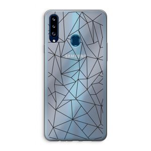 Geometrische lijnen zwart: Samsung Galaxy A20s Transparant Hoesje