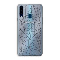 Geometrische lijnen zwart: Samsung Galaxy A20s Transparant Hoesje