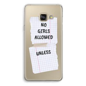 No Girls Allowed Unless: Samsung Galaxy A3 (2016) Transparant Hoesje