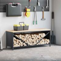 Brandhoutrek met houten blad 100,5x35,5x40 cm antracietkleurig Brandhoutrek met houten blad 100,5x35,5x40 cm antracietkleurig
