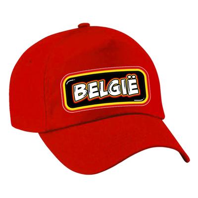 Verkleed feest pet - rood - Belgi? - landen thema - zonneklep pet - volwassenen