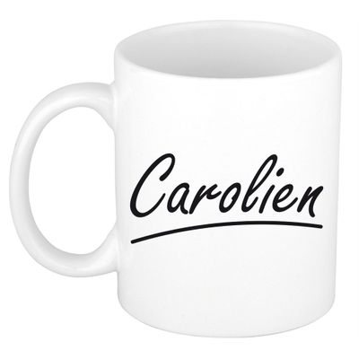 Naam cadeau mok / beker Carolien met sierlijke letters 300 ml   -