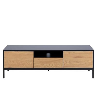 Leen Bakker - TV-meubel Avola - Zwart/eiken - 45x140x40 Cm - MDF - Zwart#Bruin