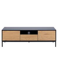 Leen Bakker - TV-meubel Avola - Zwart/eiken - 45x140x40 Cm - MDF - Zwart#Bruin
