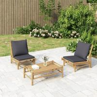 Tuinstoelen 2 st met donkergrijze kussens bamboe