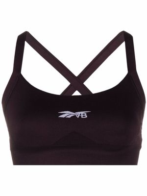 Reebok brassière de sport à logo en jacquard - Violet