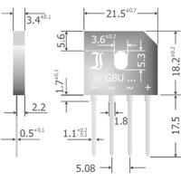 Diotec GBU6M Bruggelijkrichter SIL-4 1000 V 6 A Eenfasig