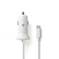 Auto-oplader | 2,4 A | Vaste kabel | micro-USB | Wit - thumbnail