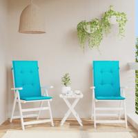 VidaXL Stoelkussens 2 st hoge rug stof turquoise