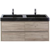 Dante Badmeubelset 120 cm - Craft Oak - Wastafel Hardsteen Wit Lucca Dubbel
