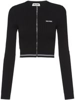 Miu Miu logo-embroidered cropped cardigan - Noir