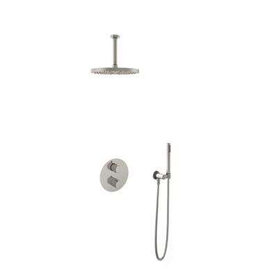 Hotbath Buddy IBS Regendoucheset - 15cm plafondarm - 30cm ronde hoofddouche - staafhanddouche - geborsteld nikkel IBS1AGN25