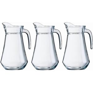 Water karaf - 3x - 1 liter - glas - Sapkan - waterkan - schenkkan - met handvat