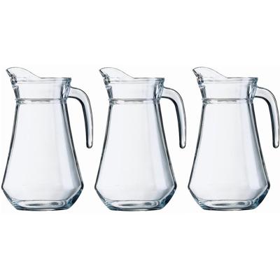 Water karaf - 3x - 1 liter - glas - Sapkan - waterkan - schenkkan - met handvat