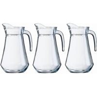 Water karaf - 3x - 1 liter - glas - Sapkan - waterkan - schenkkan - met handvat