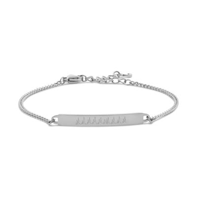 Gepersonaliseerde hartslag bar armband - Stainless steel - Gourmet chain - Zilver
