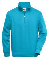 James & Nicholson JN831 Workwear Half Zip Sweat - Turquoise - XXL - thumbnail