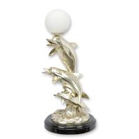 A BRONZE DOLPHIN TABLE LAMP