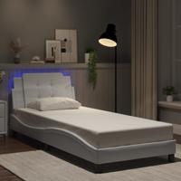 Bedframe met LED zonder matras "Zadar" wit 100x203 cm
