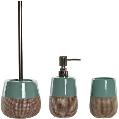 Toiletborstel met houder 36 cm en zeeppompje 280 ml polystone mintgroen