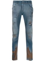 Dolce & Gabbana jean droit à effet usé - Bleu