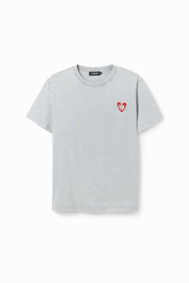 T-shirt met geborduurd hart - BLACK - S