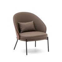 Kave Home Fauteuil 'Eamy' Lederlook, kleur Bruin