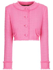 Dolce & Gabbana veste crop en tweed à col rond - Rose