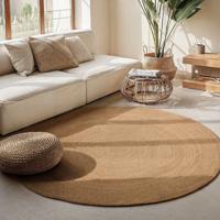 Jute Vloerkleed Geweven Rond Naturel Ø 200 Cm Laagpolig Home Collectie - Dekbed-Discounter.nl