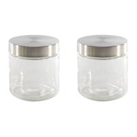 Keuken voedsel voorraadpot - Set van 5x stuks - opslag bewaarpot - 750 ml - glas - met RVS deksel