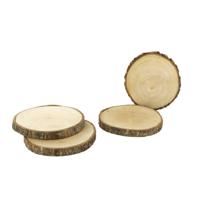Onderzetters voor glazen - boomschijven - 4x stuks - rond - hout - D11 x H1.3 cm