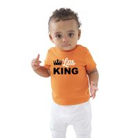 Little King Koningsdag t-shirt oranje baby - peuters / jongens - thumbnail