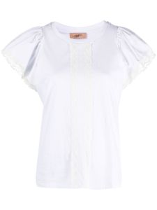 TWINSET t-shirt bordé de dentelle à manches évasées - Blanc