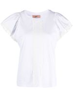 TWINSET t-shirt bordé de dentelle à manches évasées - Blanc TWINSET t-shirt bordé de dentelle à manches évasées - Blanc