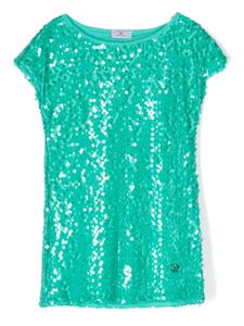 Chiara Ferragni Kids robe brodée de sequins - Vert