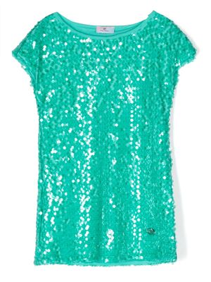 Chiara Ferragni Kids robe brodée de sequins - Vert