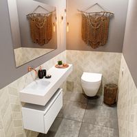 Toiletmeubel Mondiaz Andor | 120 cm | Meubelkleur Talc | Lex vrijhangend wastafel Talc Links | Zonder kraangat