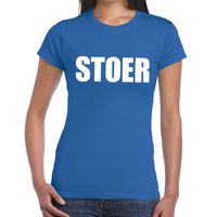 Stoer tekst t-shirt blauw dames