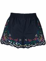 Chloé short à fleurs brodées - Bleu