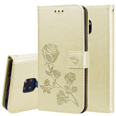 Rose reliëf horizontale Flip PU lederen draagtas voor Huawei mate 20 met houder & kaartsleuven & portemonnee (goud)